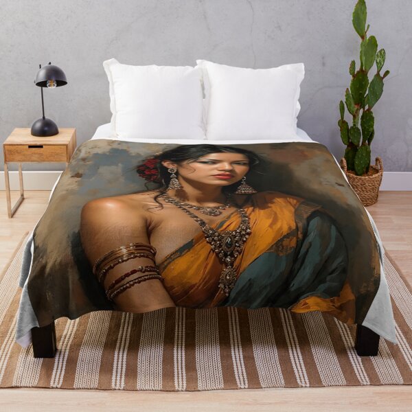 Item preview, Elegant Indian Woman in Traditional Saree – Digital Art Portrait by VektorVIbe designed and sold by VektorVibe.