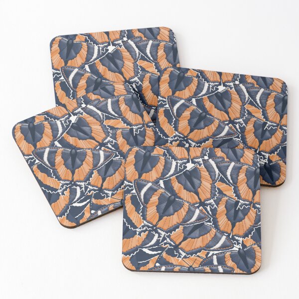 Item preview, Fantasy Leather and Navy Blue Butterflies with Terracotta designed and sold by Ciervo Primavera.