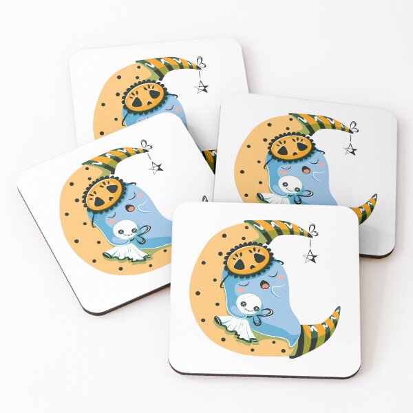 Item preview, Cute Ghost Sleeping on Moon Halloween Illustration designed and sold by Horrify.
