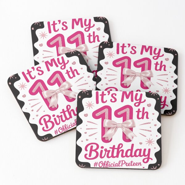Item preview, Its My 11th Birthday Girl Official Preteen Pink Coquette Bow designed and sold by BotboutiquePre.