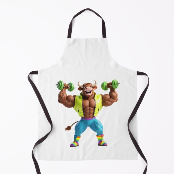 Item preview, funny Cow holding green dumbbells designed and sold by I-mydesign.