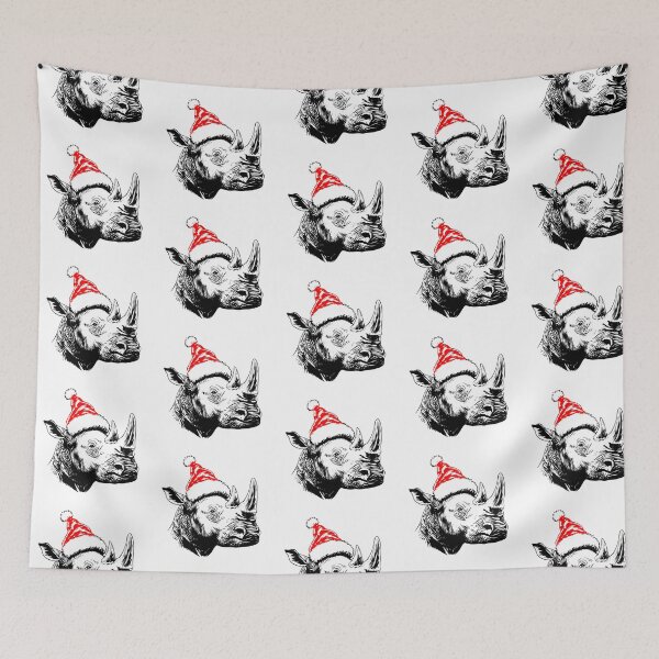 Item preview, Rhino in Christmas Hat designed and sold by JollyCritters.