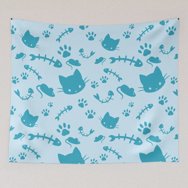 Item preview, Cat and Mouse Light Blue designed and sold by PatternedBread.