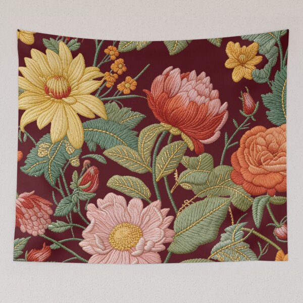 Item preview, Embroidered Rococo Flower Garden designed and sold by Ciervo Primavera.