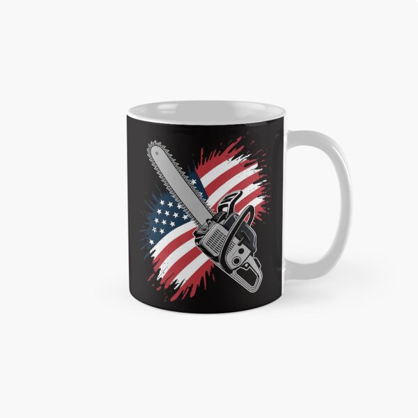 Item preview, US Flag Chainsaw  Cute Woodworker Logger designed and sold by ForestMmost.