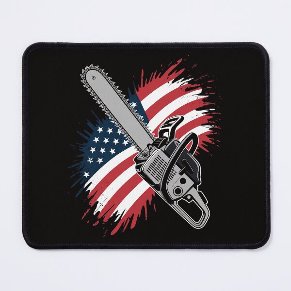 Item preview, US Flag Chainsaw Cute Woodworker Logger designed and sold by ForestMmost.