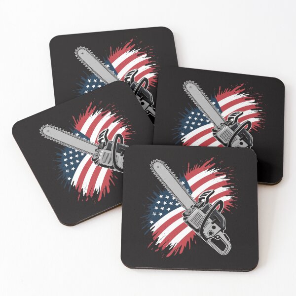 Item preview, US Flag Chainsaw  Cute Woodworker Logger designed and sold by ForestMmost.