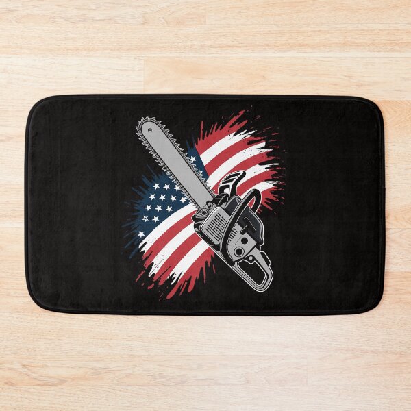 Item preview, US Flag Chainsaw  Cute Woodworker Logger designed and sold by ForestMmost.