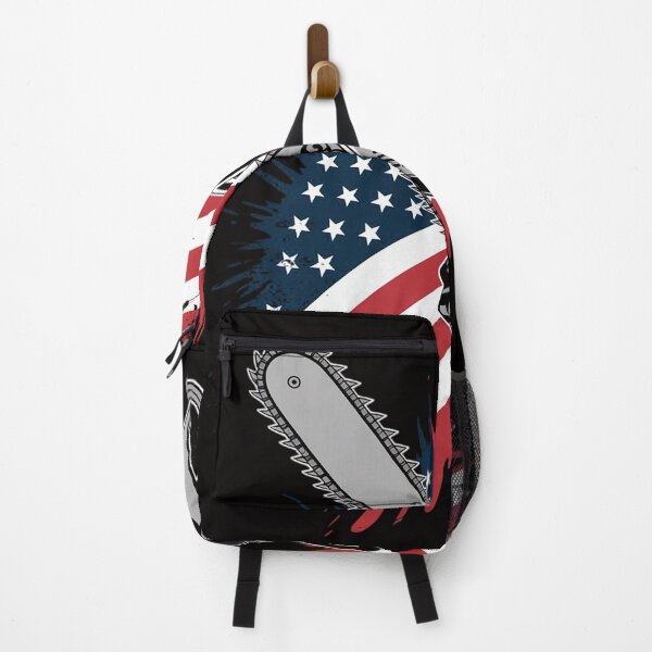 Item preview, US Flag Chainsaw  Cute Woodworker Logger designed and sold by ForestMmost.