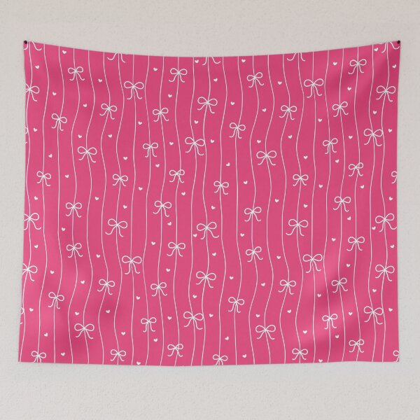Item preview, Pink Bow & Heart Seamless Pattern designed and sold by PatternFlux.