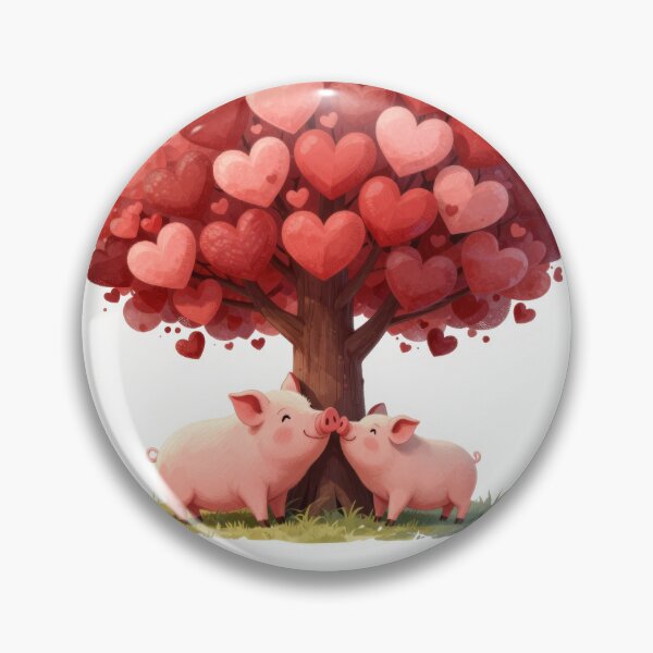 Item preview, Two Pigs in Love | Heart Canopy Folk Art Illustration designed and sold by graphicsangels.