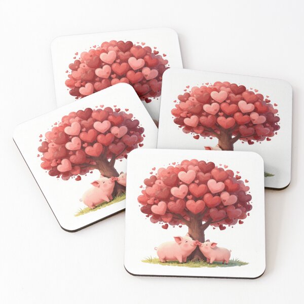 Item preview, Two Pigs in Love | Heart Canopy Folk Art Illustration designed and sold by graphicsangels.