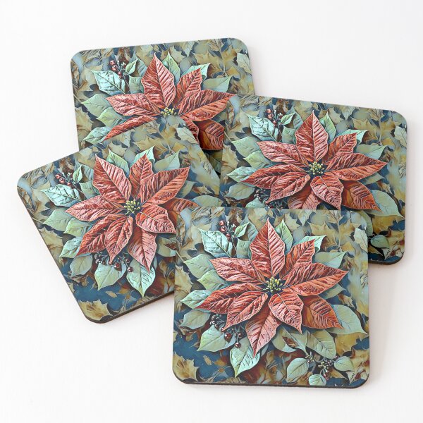 Item preview, Silent Glow beneath Winter Veil Poinsettia Flower Pattern designed and sold by shaang.