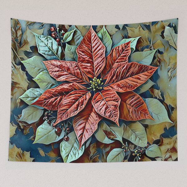 Item preview, Silent Glow beneath Winter Veil Poinsettia Flower Pattern designed and sold by shaang.