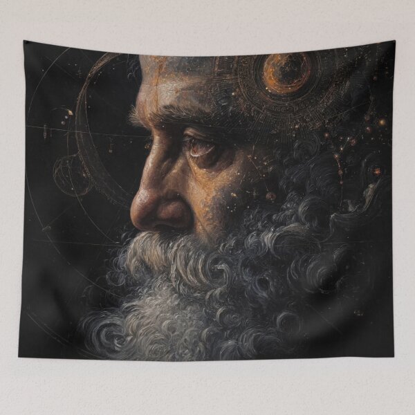 Item preview, Ancient Philosopher with Cosmic Mind and Celestial Symbols designed and sold by Shannon Hilson.