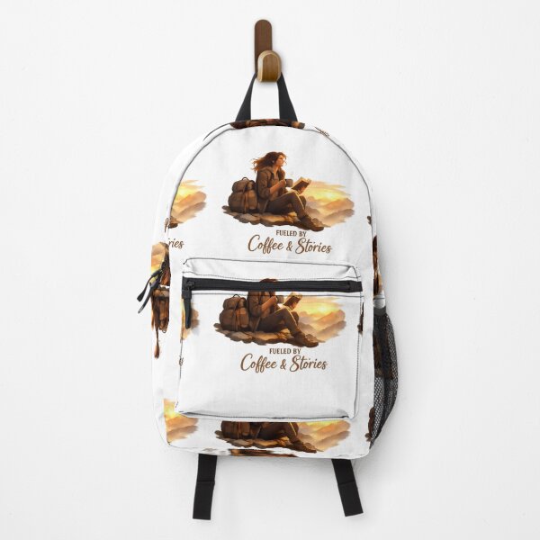 Item preview, Fueled by Coffee and Stories - Cozy Mountain Adventure Reading Design designed and sold by DesignRush786.