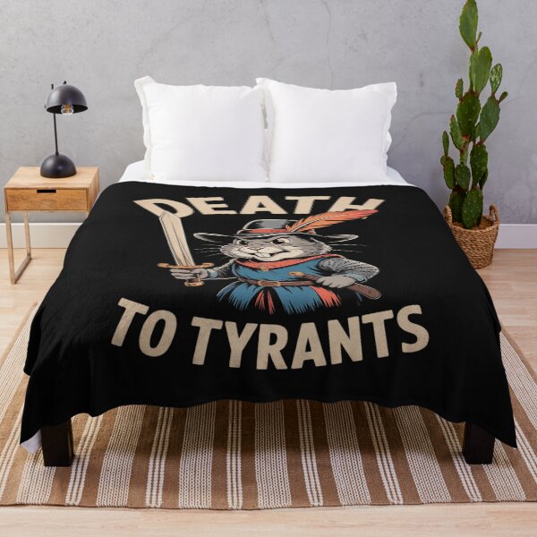 Item preview, Rabbit Death to Tyrants Funny Retro 90s Vintage Quote designed and sold by AvagondaMind.