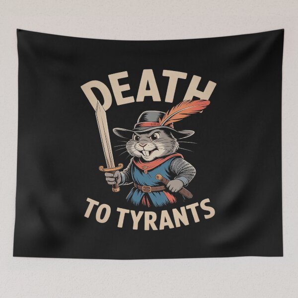Item preview, Rabbit Death to Tyrants Funny Retro 90s Vintage Quote designed and sold by AvagondaMind.