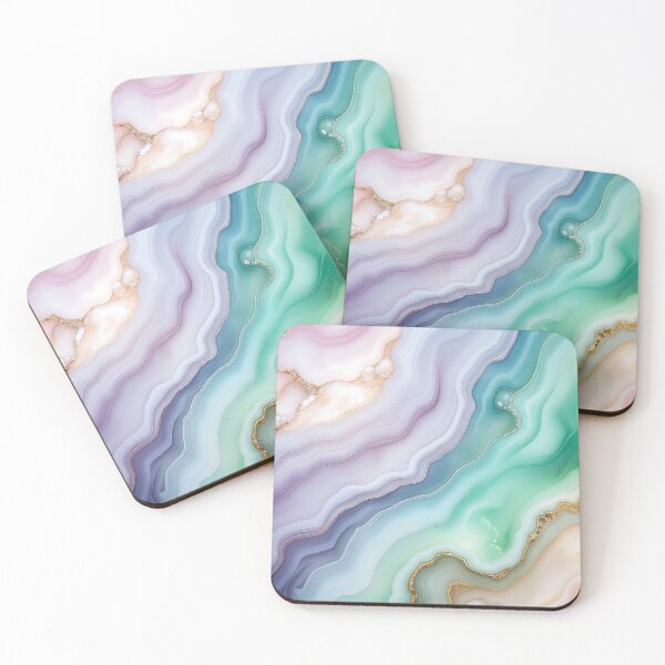 Item preview, Marble agate pattern pastel colors pink, purple, blue, green, gold glitter designed and sold by angel-cat-22.