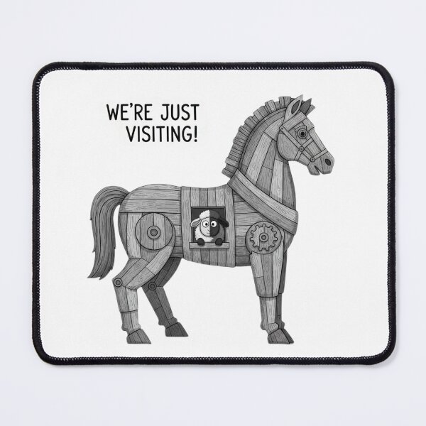 Item preview, The Polite Trojan Horse (Solo estamos de visita) designed and sold by Bit Canvas.