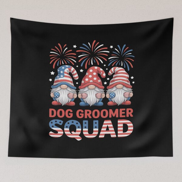 Item preview, Dog Groomer Squad 4th Of July US Flag Three Gnomes Job Team designed and sold by Slwankol.