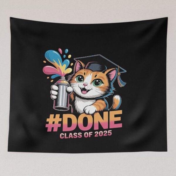 Item preview, Done Class of 2025 Funny Graduation Cat with Spray designed and sold by genkihikki.