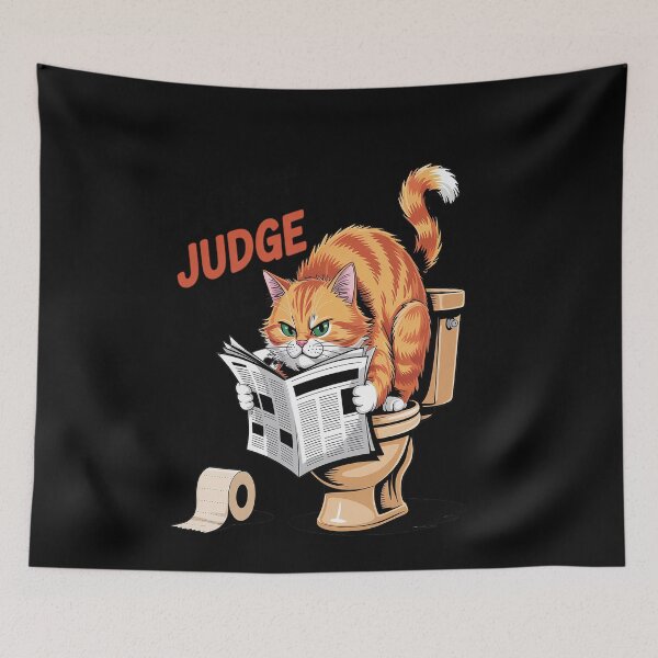 Item preview, Don't judge me Orange silly Cat toilet bathroom designed and sold by genkihikki.