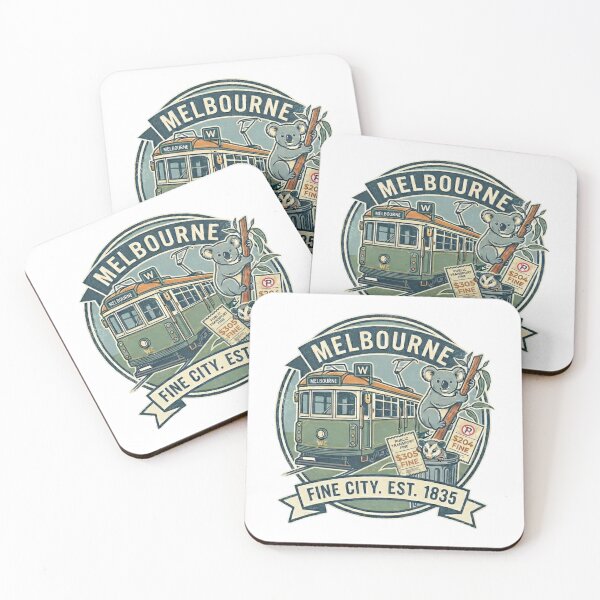 Item preview, Melbourne, Australia: A 'Fine' City Est. 1835 (Tram, Koala & Possum Souvenir) - White edition designed and sold by Miss Cutie Designs.