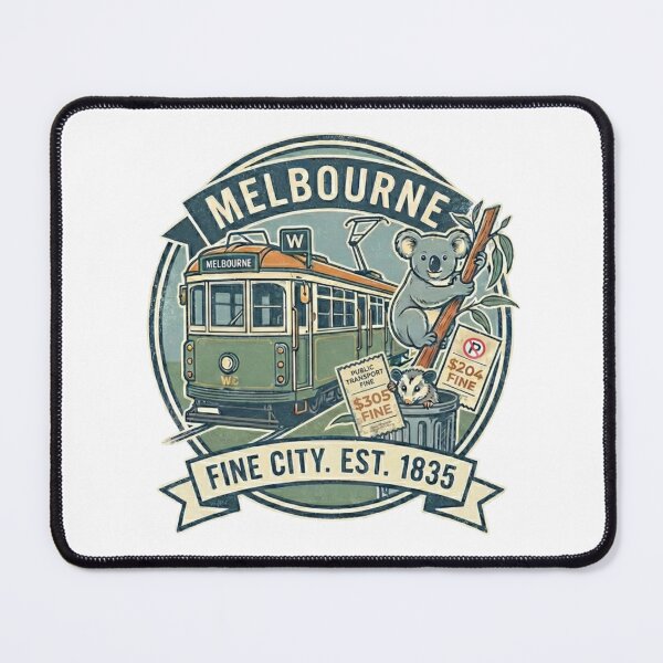 Item preview, Melbourne, Australia: A 'Fine' City Est. 1835 (Tram, Koala & Possum Souvenir) - White edition designed and sold by Miss Cutie Designs.