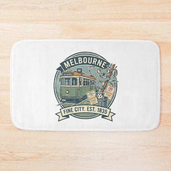 Item preview, Melbourne, Australia: A 'Fine' City Est. 1835 (Tram, Koala & Possum Souvenir) - White edition designed and sold by Miss Cutie Designs.