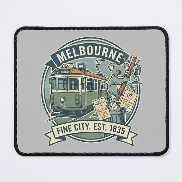 Item preview, Melbourne, Australia: A 'Fine' City Est. 1835 (Tram, Koala & Possum Souvenir) - Silver edition designed and sold by Miss Cutie Designs.