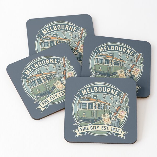 Item preview, Melbourne, Australia: A 'Fine' City Est. 1835 (Tram, Koala & Possum Souvenir) - Bluestone edition designed and sold by Miss Cutie Designs.