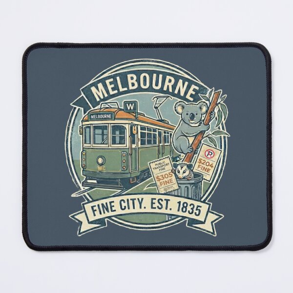 Item preview, Melbourne, Australia: A 'Fine' City Est. 1835 (Tram, Koala & Possum Souvenir) - Bluestone edition designed and sold by Miss Cutie Designs.