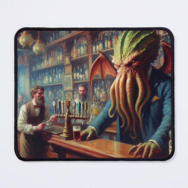 Item preview, The Eldritch Bartender | Cosmic Horror Tavern Scene designed and sold by DiamondSkyShirt.