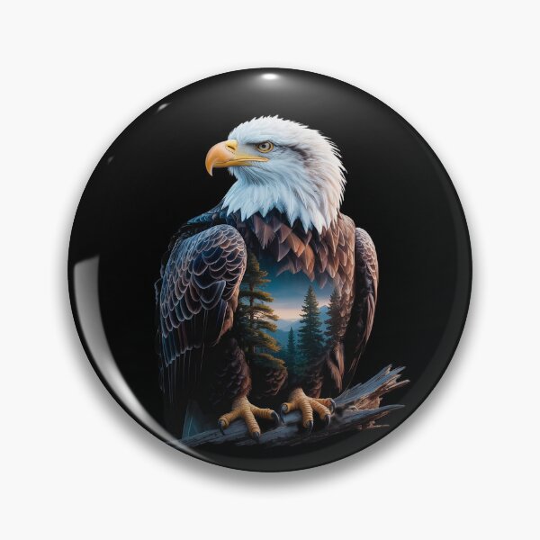 Item preview, Eagle Double Exposure Forest Mountains Lake Native designed and sold by ProudForFunny.