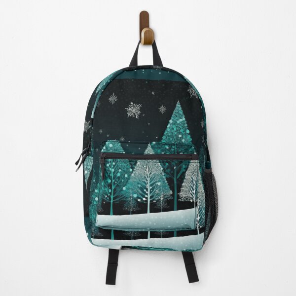 Item preview, GLITTERY TEAL Winter landscape minimalist watercolour painting, vintage pine trees landscape artwork, Winter holiday season decor, watercolor LANDSCAPE painting designed and sold by navitalidesign.