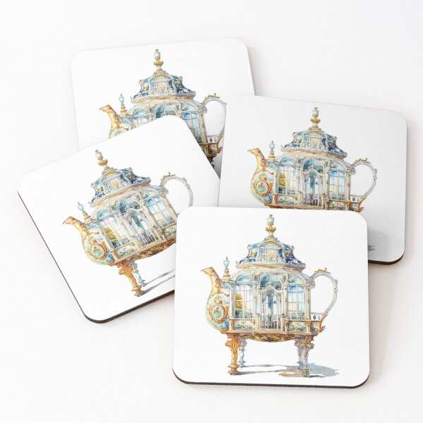 Item preview, Baroque Teapot Mansion - Extravagant Architectural Watercolor designed and sold by FlyingDreamsArt.