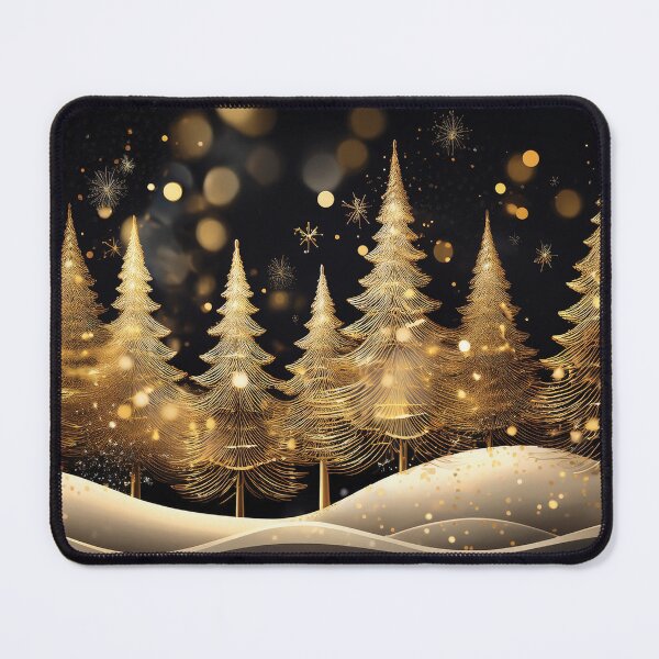 Item preview, RICH GOLD Winter landscape minimalist watercolour painting, vintage pine trees landscape artwork, Winter holiday season decor, watercolor LANDSCAPE painting  designed and sold by navitalidesign.