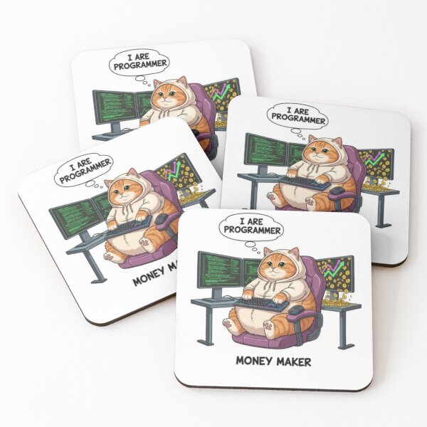 Item preview, Funny Fat Cat Programmer - I Are Programmer Money Rain Sticker designed and sold by Pixel & Beyond.