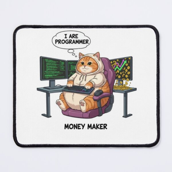Item preview, Funny Fat Cat Programmer - I Are Programmer Money Rain Sticker designed and sold by Pixel & Beyond.