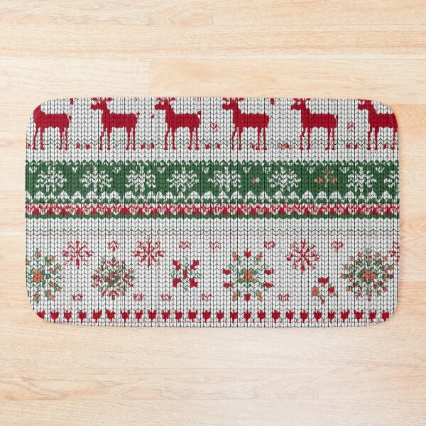 Item preview, "Festive Christmas Sweater Pattern: Red Reindeer and Green Snowflakes" designed and sold by shaang.