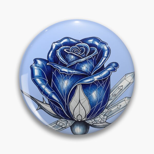 Item preview, Sapphire Blue Rose with Quartz - Vintage Jewel Botany & Crystal Alchemy designed and sold by Credisaim.