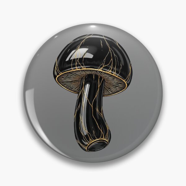 Item preview, Black Obsidian Gold Mushroom - Vintage Jewel Botany & Crystal Alchemy designed and sold by Credisaim.