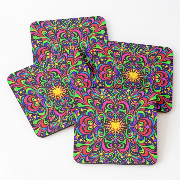 Item preview, Trippy Psychedelic Retro 70s Abstract Art - Vibrant Neon Kaleidoscope T-Shirt Design designed and sold by goodcrystals.