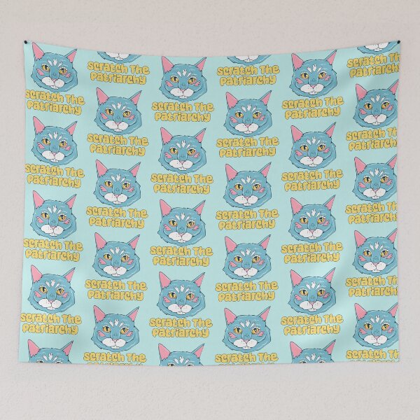 Item preview, scratch the patriarchy- feisty blue cat art designed and sold by crestfallenmermaid.