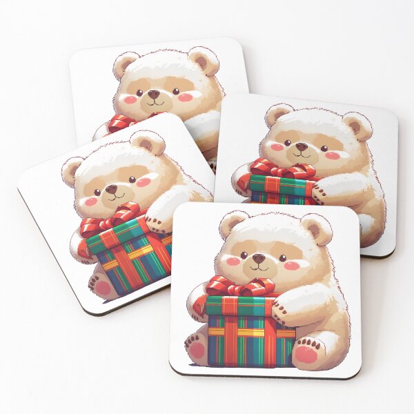 Item preview, Cute Pixel Bear Hugging Christmas Gift Sticker Illustration designed and sold by BankMano.