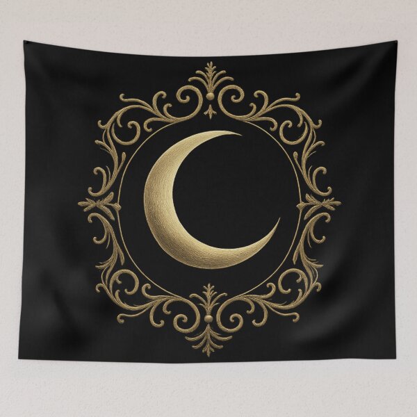 Item preview, Gold Crescent Moon Gothic Frame – Witchy Victorian Lunar Symbol designed and sold by Mouraludia.