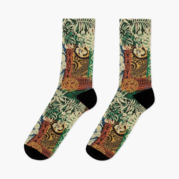 Item preview, Colorful Retro Hawaiian Tropical Hibiscus, Palm, Monstera,Tapa Floral designed and sold by RetroMaggie.