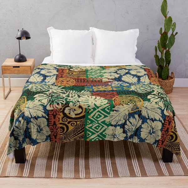 Item preview, Colorful Retro Hawaiian Tropical Hibiscus, Palm, Monstera,Tapa Floral designed and sold by RetroMaggie.