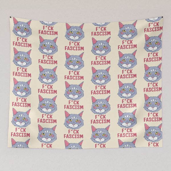 Item preview, Eff Fascism - feisty blue cat art designed and sold by crestfallenmermaid.